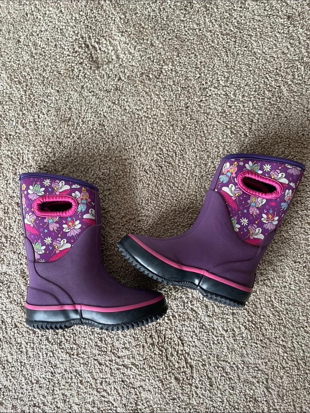 Lone Cone Kids Purple Fairy Rain & Snow Boots Girls 8 Rubber Insulated Outdoor